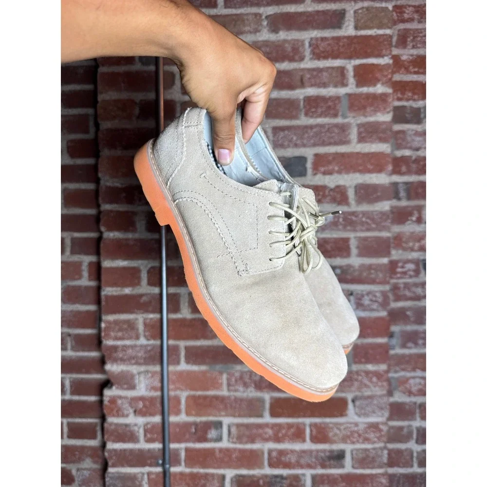 Stafford Mens Suede Oxford Shoes Tan Orange Bottoms Lace Up Dress Casual 10.5 M